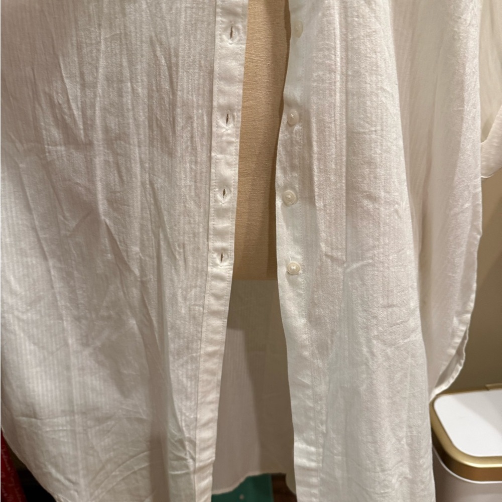 NWT Maeve Long Sheerish White Blouse - Picture 4 of 4